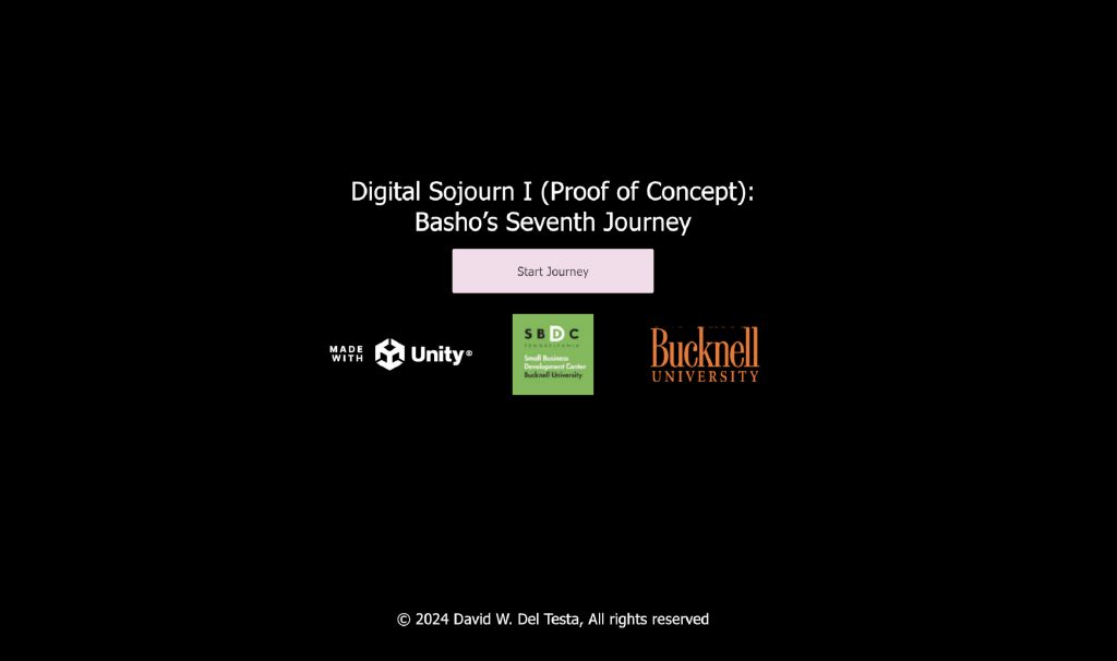 A screenshot of the beginning of the Digital Sojourns program, with the program title and thank-yous